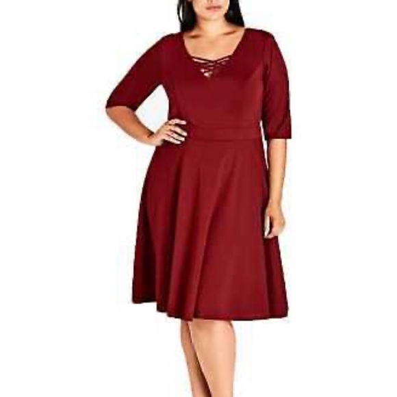 City Chic Ruby Skater Cross Front Midi Dress Size 16 - Picture 1 of 8